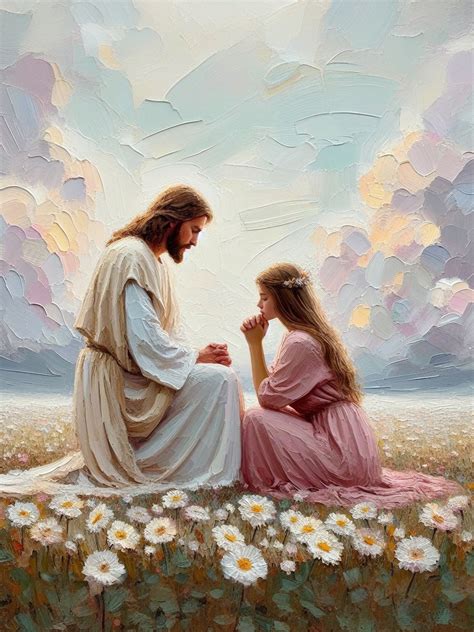 Jesus and Girl Praying, Jesus With Girl Art, Girly Christian Prints, Female Bible Art, Women LDS ...