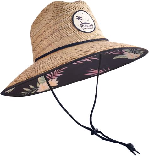 Men's Classic Straw Hat,Outsider Sun Protection Straw Lifeguard Hat UPF ...