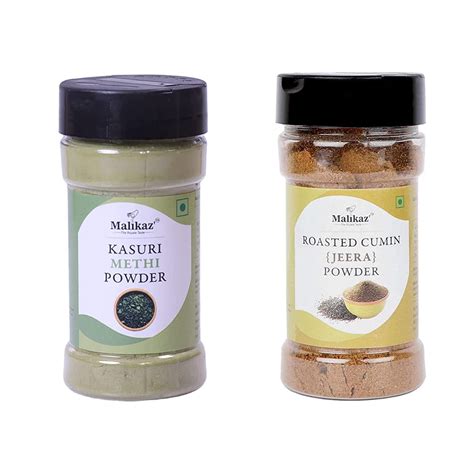 Malikaz' The Royale Taste Cumin Methi Combo (Kasuri Methi Powder, 70g | Roasted Cumin Seeds ...