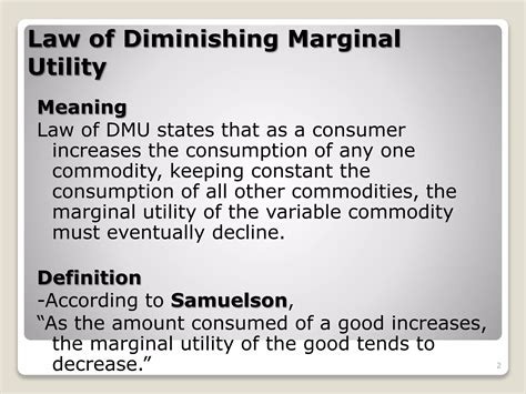 Law of Diminishing Marginal Utility | PPT