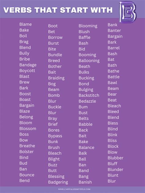 Verbs That Start With B - Capitalize My Title