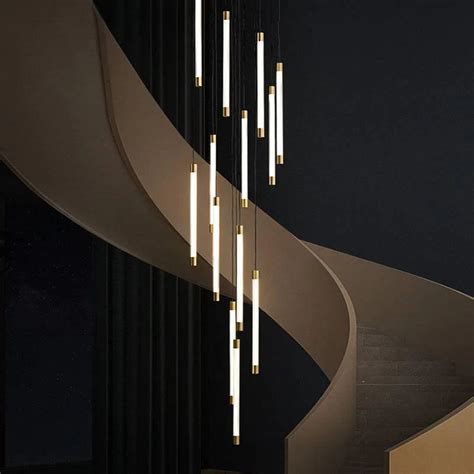 GOLD STICK DOUBLE HEIGHT STAIR CHANDELIER – Stello Light Studio