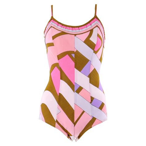 EMILIO PUCCI c.1960’s Pink Signature Print One-Piece Bathing Swimsuit ...