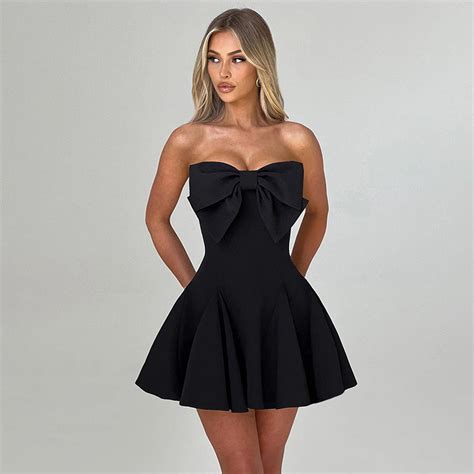 Shop Black Front Bow Fit And Flare Dress - for Women | OUTZIDR | Gen-Z ...