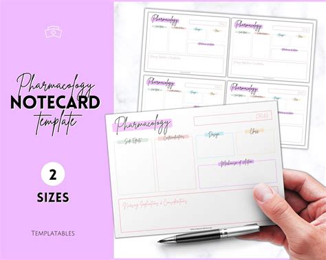 Pharmacology Drug Card Template for Nursing School | Nurse Flashcards