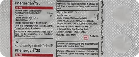 Phenergan 25 MG Tablet (10): Uses, Side Effects, Price & Dosage | PharmEasy