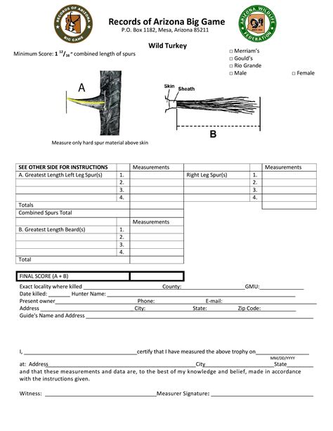 Boone and Crockett Score Sheet - Templat...: Premium Template ...