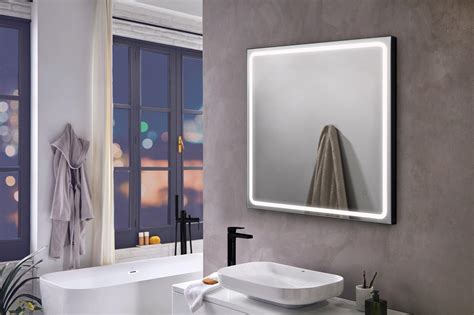 Espejo de baño con luz LED Mia Black 80x80 cm | Leroy Merlin