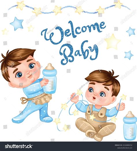 Newborn Baby Boy Clipart Cute Baby Stock Vector (Royalty Free ...