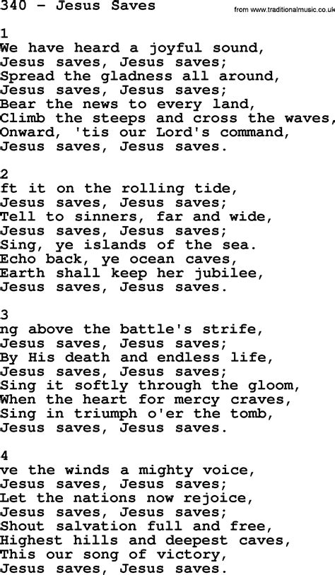 Adventist Hymnal, Song: 340-Jesus Saves, with Lyrics, PPT, Midi, MP3 ...