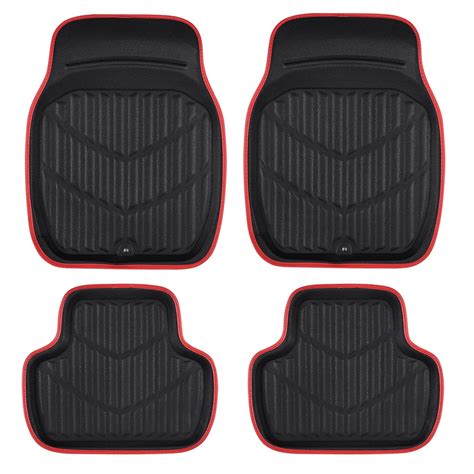 Universal Car Floor Mats Pu Leather Black Red Waterproof Anti Dirty ...