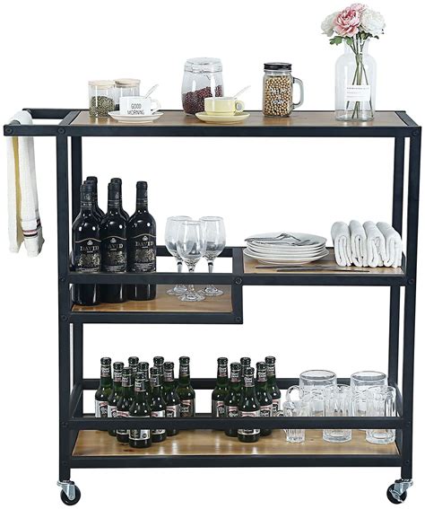 Indian Decor.45243 Industrial Serving Cart, 3-Tier Kitchen Utility Cart ...