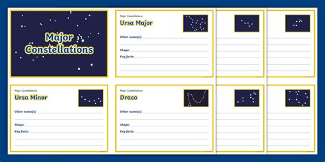Constellations Fact File Cards Template (teacher made)