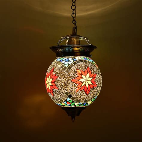 Homesake Handcrafted Mosaic Glass Hanging Lamp - Turkish Moroccan Style ...