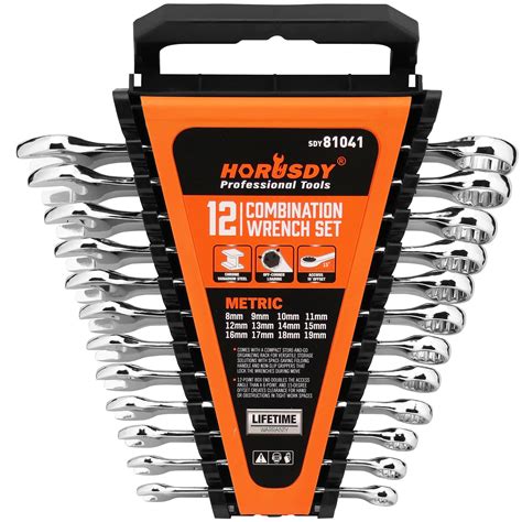Horusdy 12 Piece Metric Wrench Set Combination Wrench Set Organizer ...