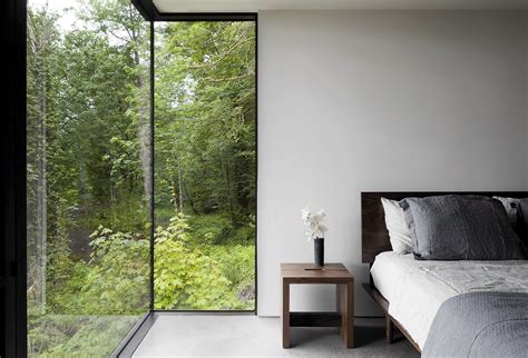 Bedroom with floor-to-ceiling windows. Case Inlet Retreat by Mw|works ...