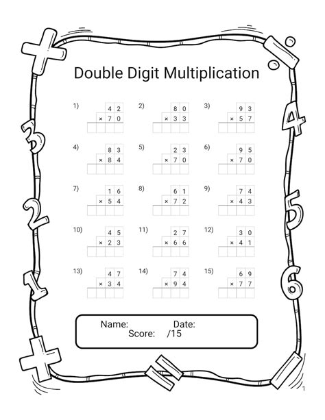 20 Printable Double Digit Multiplication Practice Worksheets - Etsy
