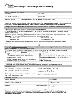 Fillable Online mississaugahaltonhealthline OBSP Requisition for High ...