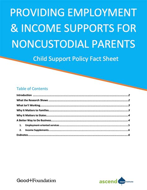 Providing Employment and Income Supports When Noncustodial Parents Have ...