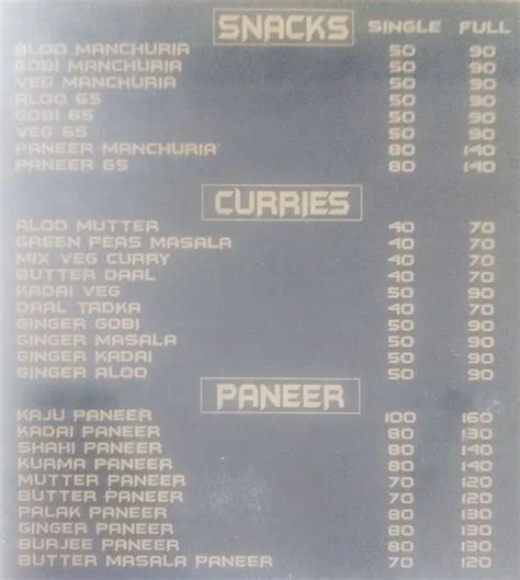 Menu at Rohini Cafe, Secunderabad, FF9V+8PH