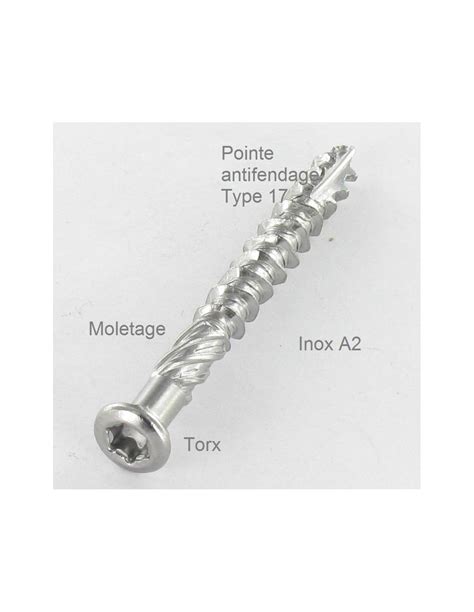 Lot de 400 Vis terrasse Inox A2 5X60 Pointe antifendage cut type 17 ...