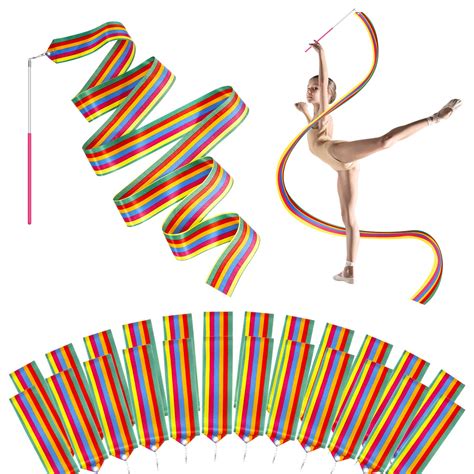 Buy QUEEN KING 24 Pcs Rainbow Dance Ribbons Rainbow Party Favors ...