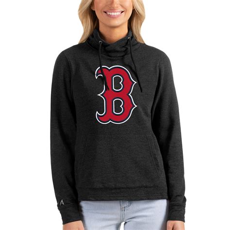 Women's Boston Red Sox Antigua Heathered Black Reward Pullover Sweatshirt