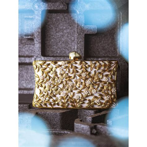 Buy NR BY NIDHI RATHI Embellished Beige Clutch Online