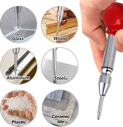 METRIXITY Spring Loaded Automatic Center Punch 4 Pack METERXITY 4-Pack ...