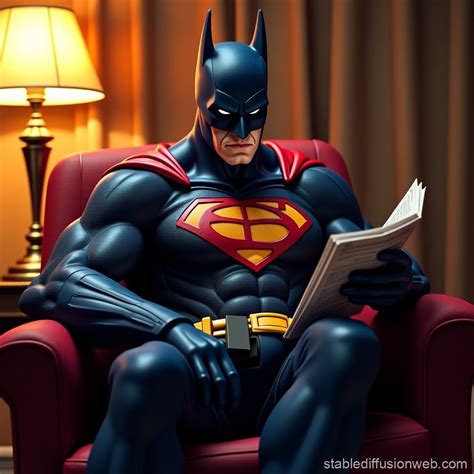 Batman Reading Superman Comic | Stable Diffusion Online