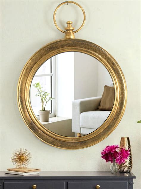 Buy | Metallic-Toned Framed Round Wall Mirror | Tied Ribbons