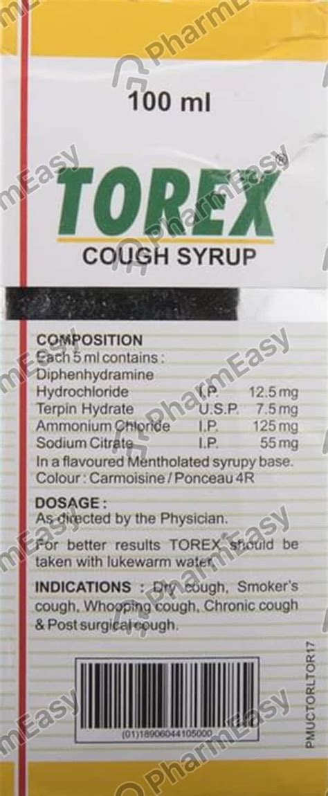 Torex Syrup 100ml: Uses, Side Effects, Price & Dosage | PharmEasy