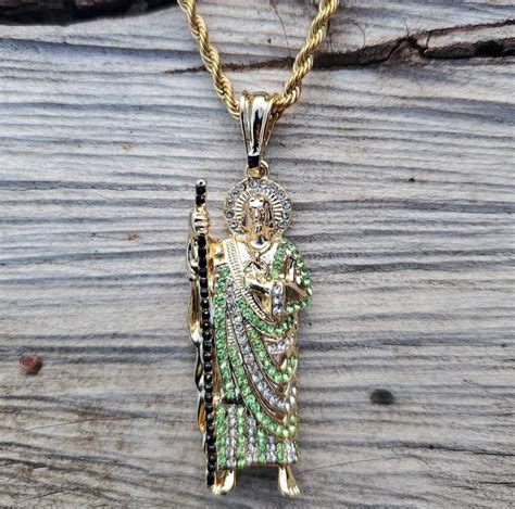 San Judas Tadeo Necklace Saint Jude Pendant 14k Gold Plated Cadena En ...