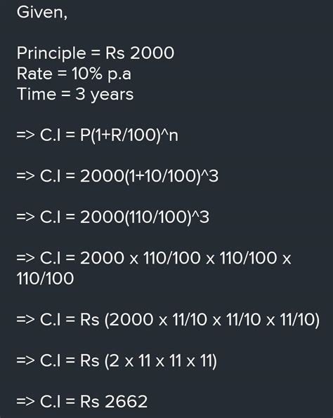 Find the amount and compound interest at on rupees 2000 at 10 percent ...