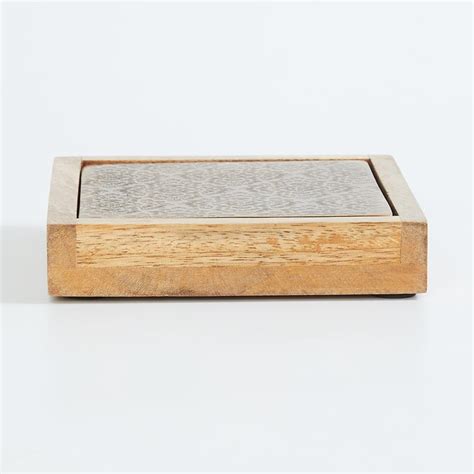 Buy Mirage Talavera Set of 4 Aluminium Engraved Coasters with Holder ...