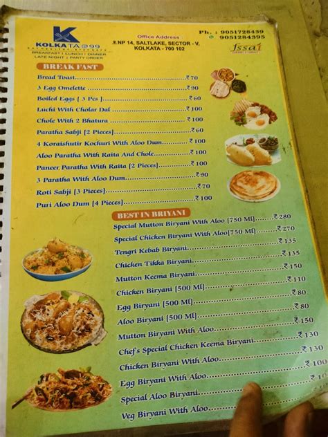 Menu at Kolkata@99, Kolkata, 2nd floor