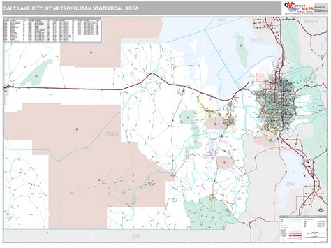 Salt Lake City, UT Metro Area Wall Map Premium Style by MarketMAPS