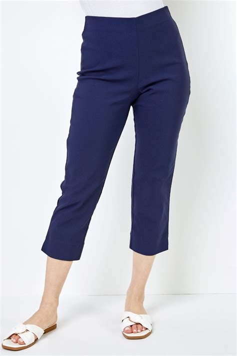 Buy Roman Navy Blue Petite Cropped Stretch Capri Trousers from the Next ...