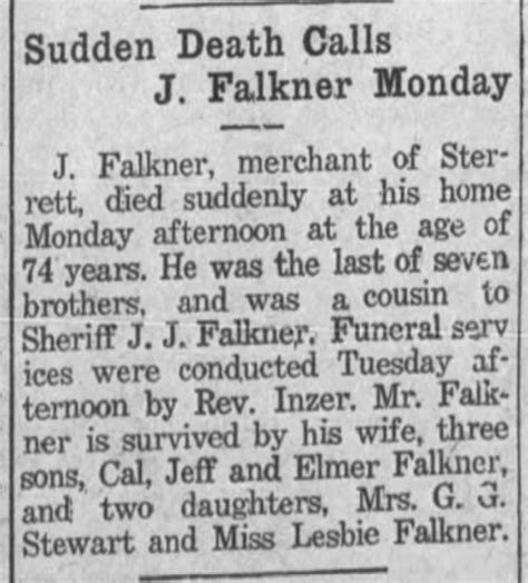Obituaries and Clippings: Faulkner - cool adventures