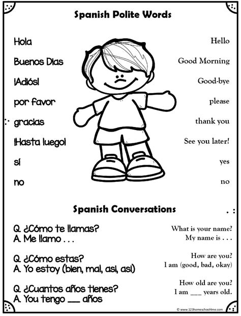 FREE Spanish Greetings Worksheets for Beginners