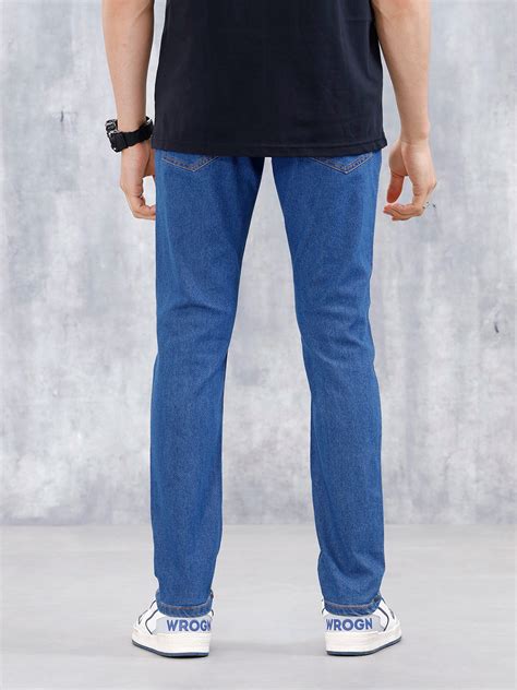 Mid Wash Men's Casual Slim Fit Jeans | Blue – Wrogn