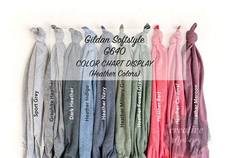 Gildan Softstyle Color Chart Display G640. Heather Colors Knotted T ...