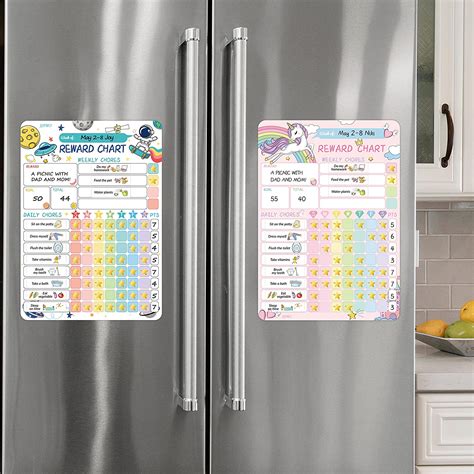 Buy Magnetic Chore Chart for Kids Behavior 2 Pack, Reward Chart for ...