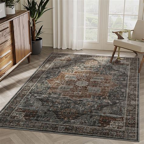 Roxstand 8x10 Area Rugs for Living Room, Vintage Washable Rug with Non ...