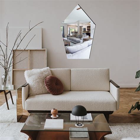 Buy CVANU 1pc Pentagon Shape Silver Mirror Sticker, Self-Adhesive ...