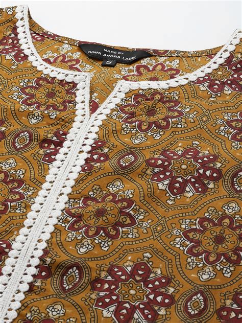 Mustard Ethnic Motifs Printed Pure Cotton Suit Set – Ginni Arora Label