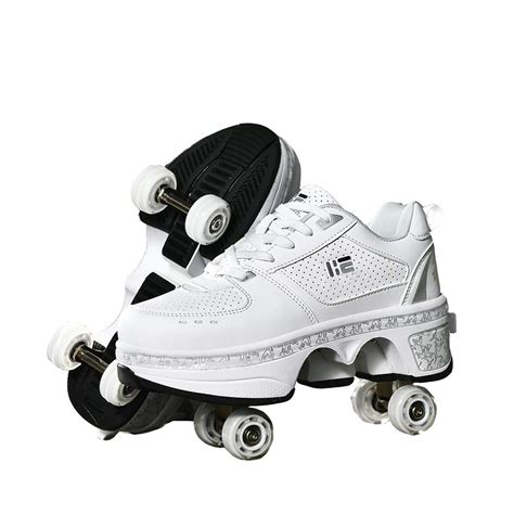 Sneaker Adjustable Four Wheel Roller Skates Multipurpose Shoes 2 In 1 ...