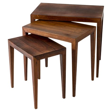 Severin Hansen Scandinavian Mid-Century Dark Wood Nesting Tables Set ...