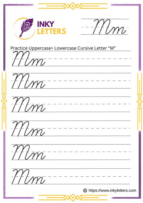 Cursive M - Worksheets and Tutorial (Uppercase + Lowercase)