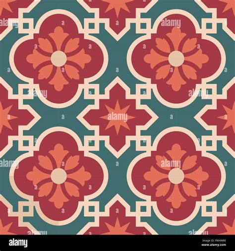 Vintage ceramic mosaic floor tile seamless pattern, traditional ornate ...
